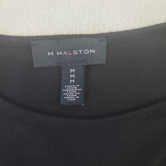 H Halston women's black Sleeveless top gold button detail Size Medium office - Picture 8 of 9